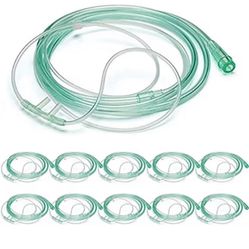 10 Pack High Flow Soft Oxygen Cannulas and 7’ Delicate Tubing with Standard Connection