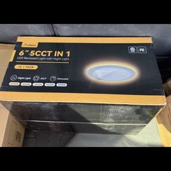 AMICO 12 pack 6 inch 5cct LED Recessed Ceiling Light With Night Light 2700/3000
