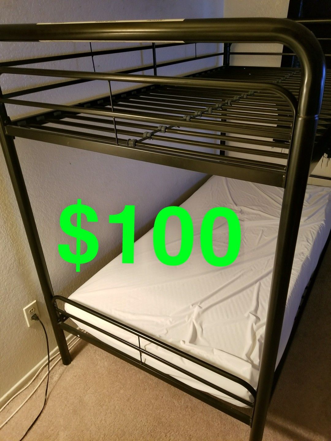 Metal frame twin bunk beds