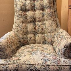 Antique Beige Floral Chair 