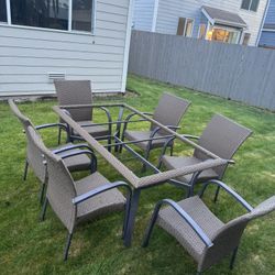  Patio Outdoor Metal Deck Chairs Furniture Table Needs Glass plexiglass, Or Wood Top