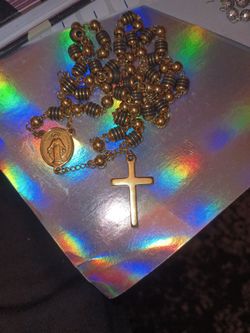 Vintage Estate Gold Tone Rosary