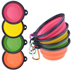 4 Portable Travel Collapsible Foldable Pet Dog Bowl for Food & Water Bowls Dish
