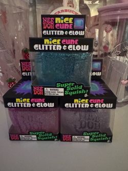 Nee Doh Nice Cube Glitter & Glow Squish Toys (3-Pack)
