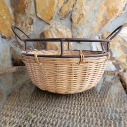Woven Basket With Metal Handles