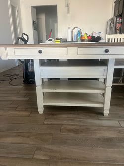 Farmhouse Kitchen dining tablewith Drawers  and Shelves