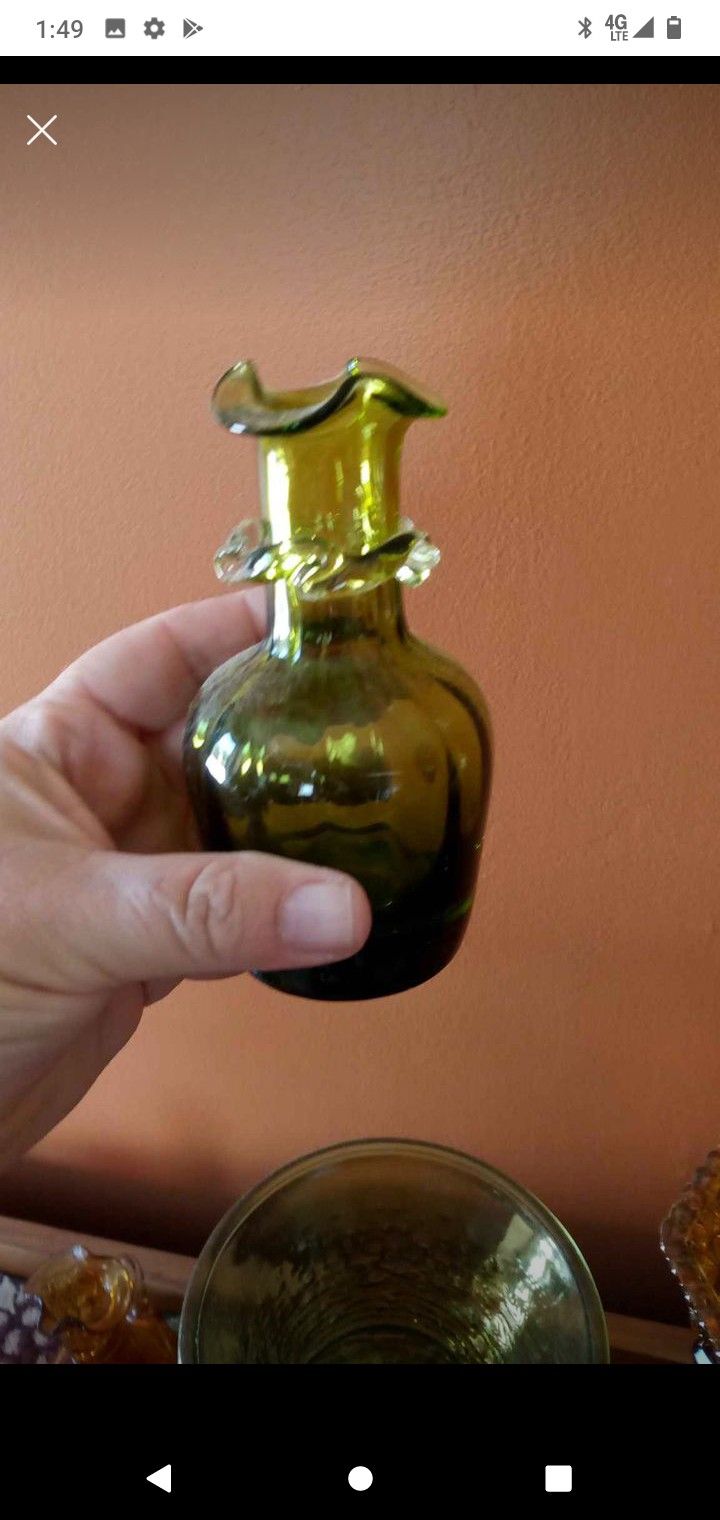 Vintage Green Glass Vase