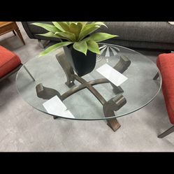 Glass Oval Coffee Table 