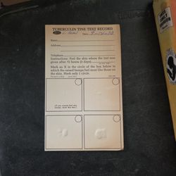 tuberculin tine test record card printed in June 1970