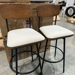 CHITA Swivel Bar Stools with Back, Fabric Upholstered Barstools Set of 2, 30.3" Seat Height