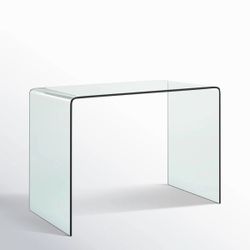 Clear Bent Glass Console Table & Ergonomic Mesh Desk Chair