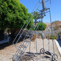 Uline 12 Step  Rolling Metal Ladder (used But Great Shape)
