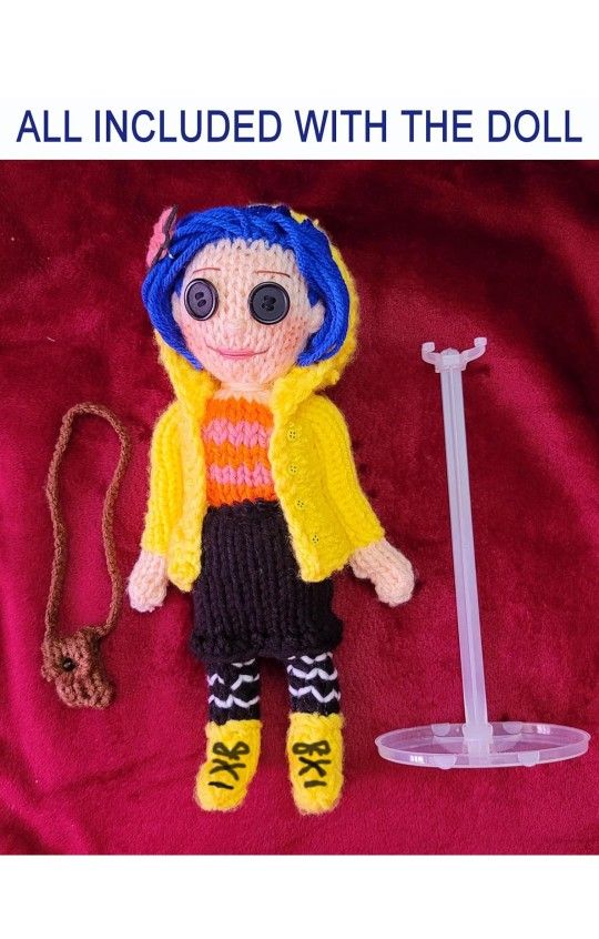 CORALINE AMIGURUMI PLUSH STUFFED DOLL NEW