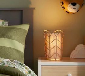 Rattan Tulip Cylinder Bedside Kids' Lamp