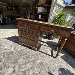 Wood Desk With Drawers