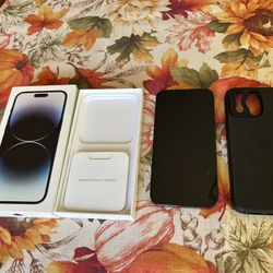 iPhone 14 Pro Max, Unlocked,  Black with Black iPhone 14 Cell Phone Case, 256 GB