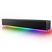 Computer Speaker for TV Sound Bar - Wired ＆ Wireless Bluetooth 5.0 Surround Bass Audio Soundbar Black Smart Home Speakers with AUX RCA TFcard Connecti