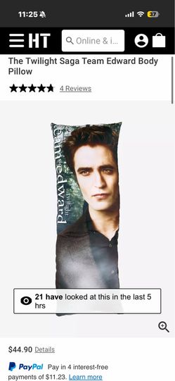 Twilight Team Edward Cullen Body Pillow