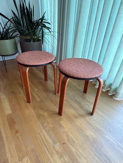 Mid-Century Modern Upholstered Stools — Pair