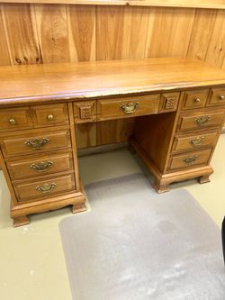 Solid Wood Pedestal Desk with Drawers