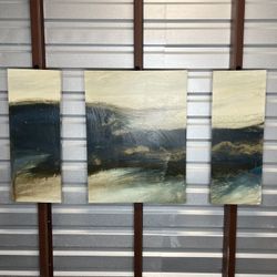 Rolling Waves - 3 Piece Graphic Art on Canvas