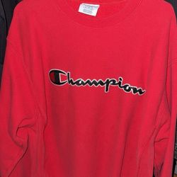 Red Champion Crewneck Sweater