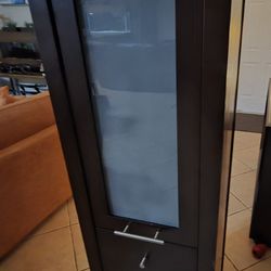 Espresso Wood Frosted Glass Accessory Cabinet- Very Nice!!!