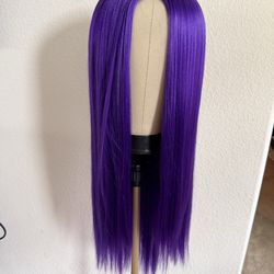 Purple synthetic wig