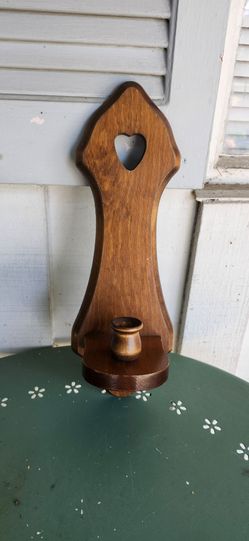 1 Vintage Wood Sconce w/ Heart Cutout