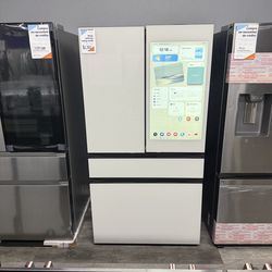 Samsung - Bespoke 29 cu. ft. Standard Depth 4-Door French Door Refrigerator in Charcoal Glass and White Glass with AI Family Hub+