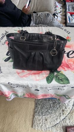 authentic Coach black leather pleated East West Gallery tote bag
