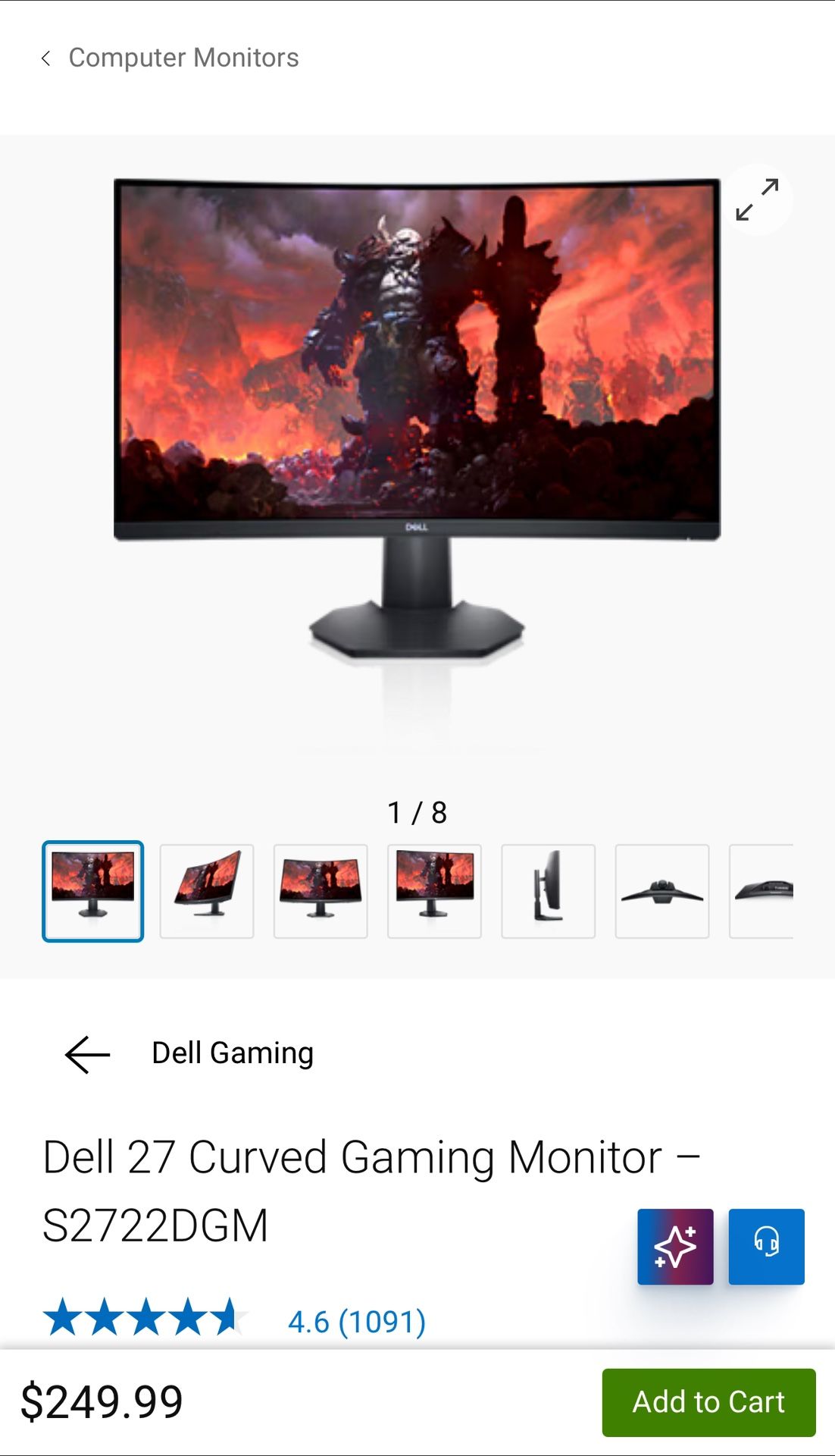 Dell 27 Curved Gaming Monitor