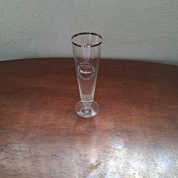 Vintage Warsteiner Pilsner Beer Glass With Gold Rim.