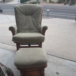 Rocking Chair Green and Brown Wood