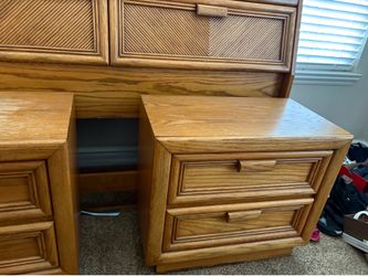 Boho Two Drawer Oak Nightstands Pair