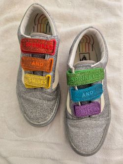 Kids Glitter Sneakers with Rainbow Velcro Straps