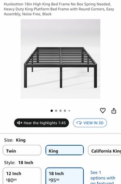 King Bed Frame No Box Spring Needed, Heavy Duty King Platform Bed Frame with Round Corners, Easy Assembly, Noise Free, Black
