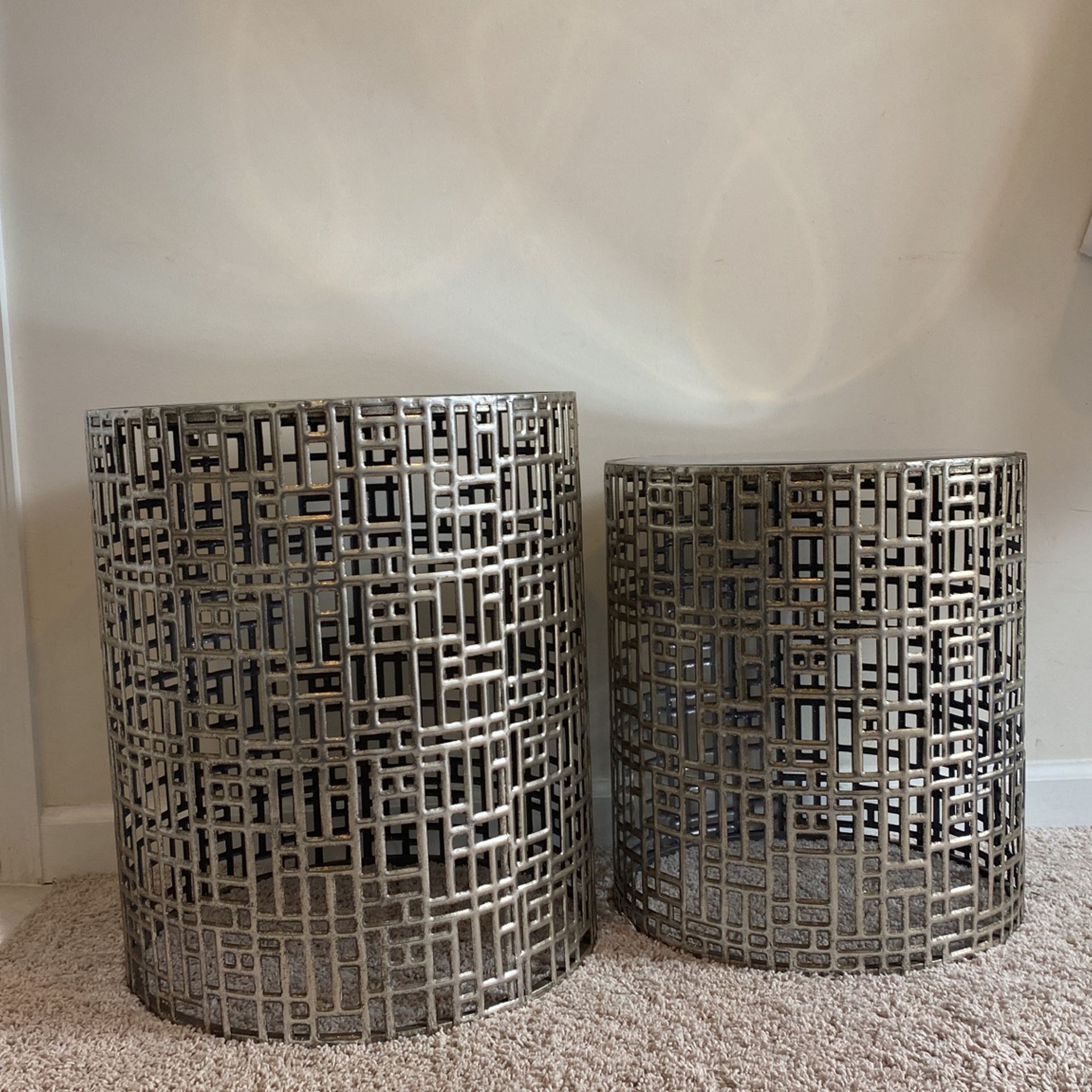 Silver End tables With Mirrors On Top