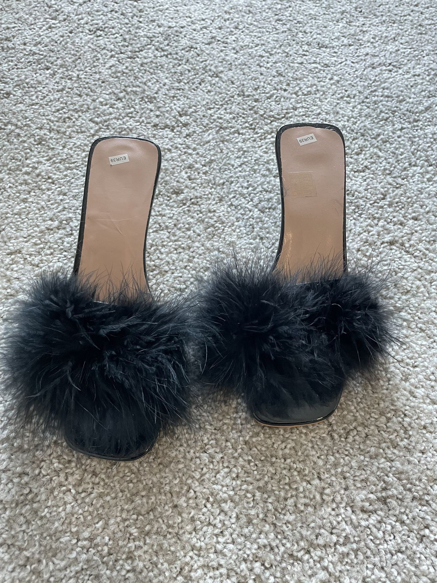 Mini Fuzzy Strap Heels