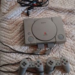 PlayStation 1 With Controller Wires And Console 