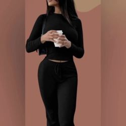 Women 2 Piece Outfits Sweatsuit Sets M,L,XL black