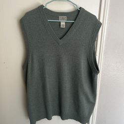 L.L. Bean V Neck Sweater Vest Lamb’s Wool Green XL