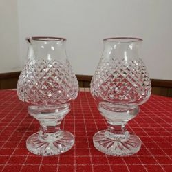 2 Waterford Crystal Alana Hurricane Candleholders