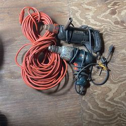 Two 1/2 corded drills and extension cord 