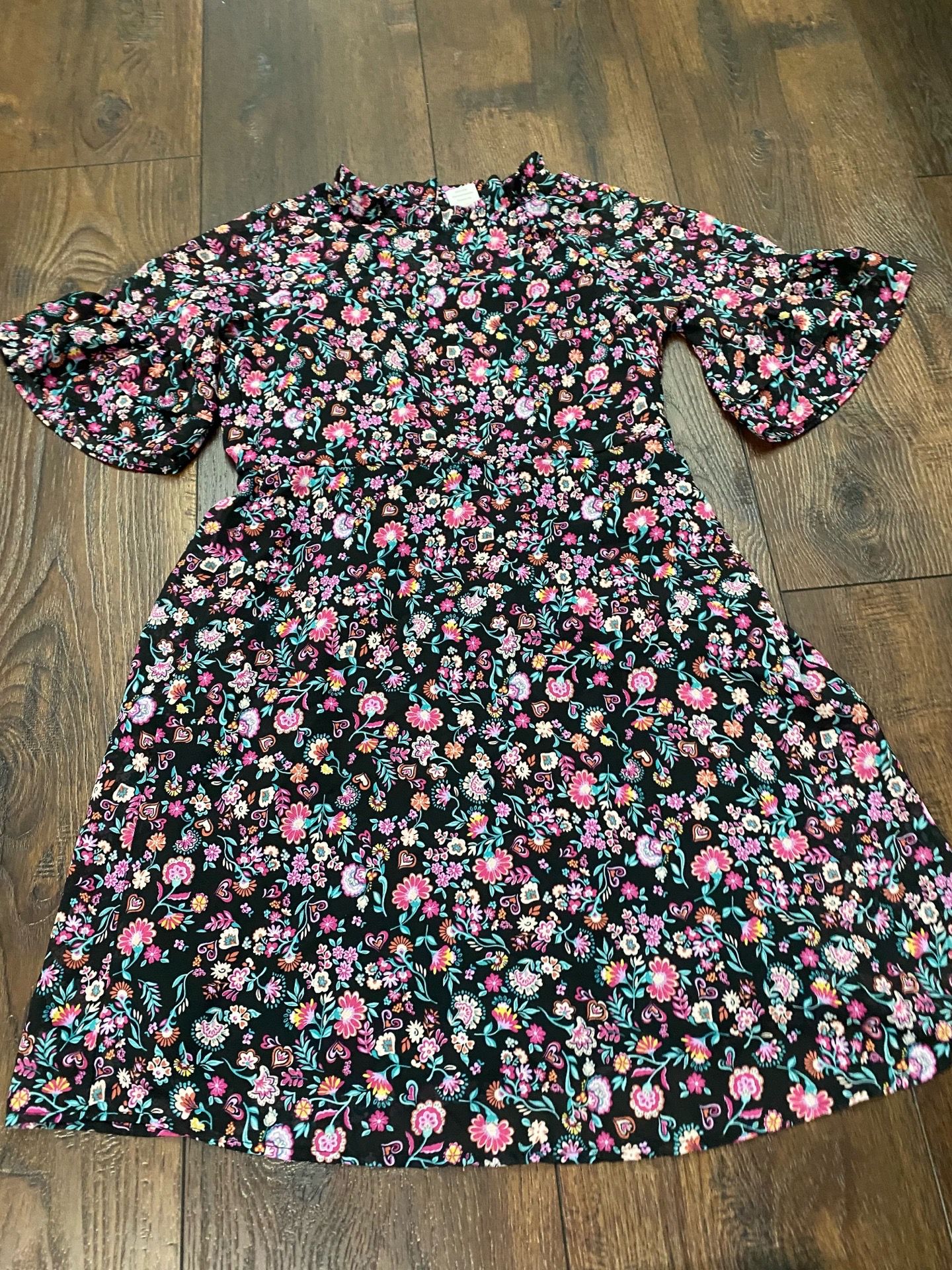 Girls black flower dress size xxl or 18 by wonder nation #16