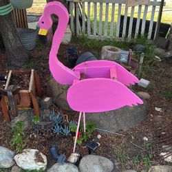 Handmade Wooden Flamingo Yard Decor