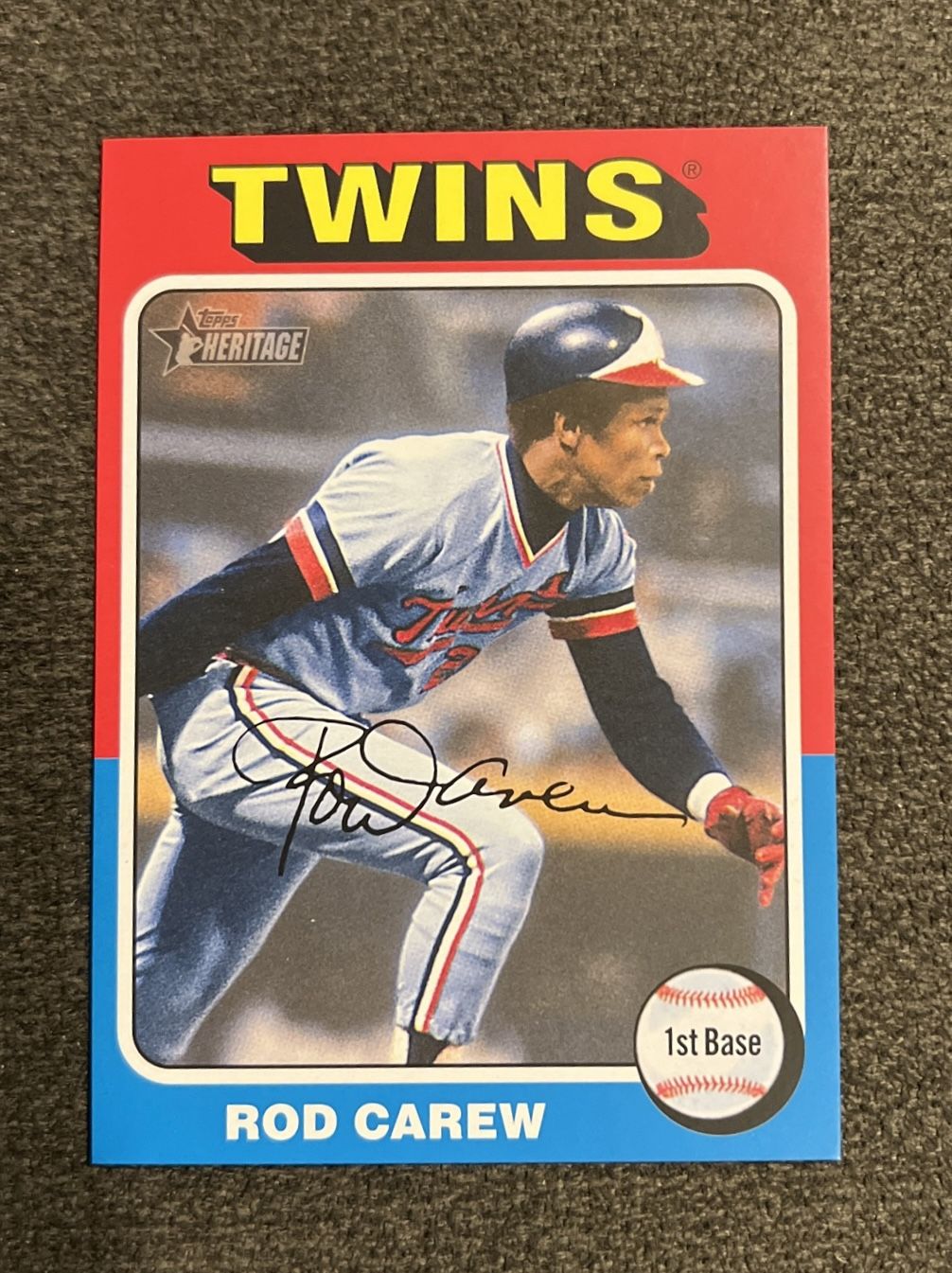 2024 Topps Heritage ROD CAREW 1975 Oversized Box Topper, Box Loader #OB-6 Twins