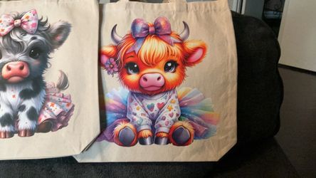 Cute Highland Cow Canvas Tote Bag