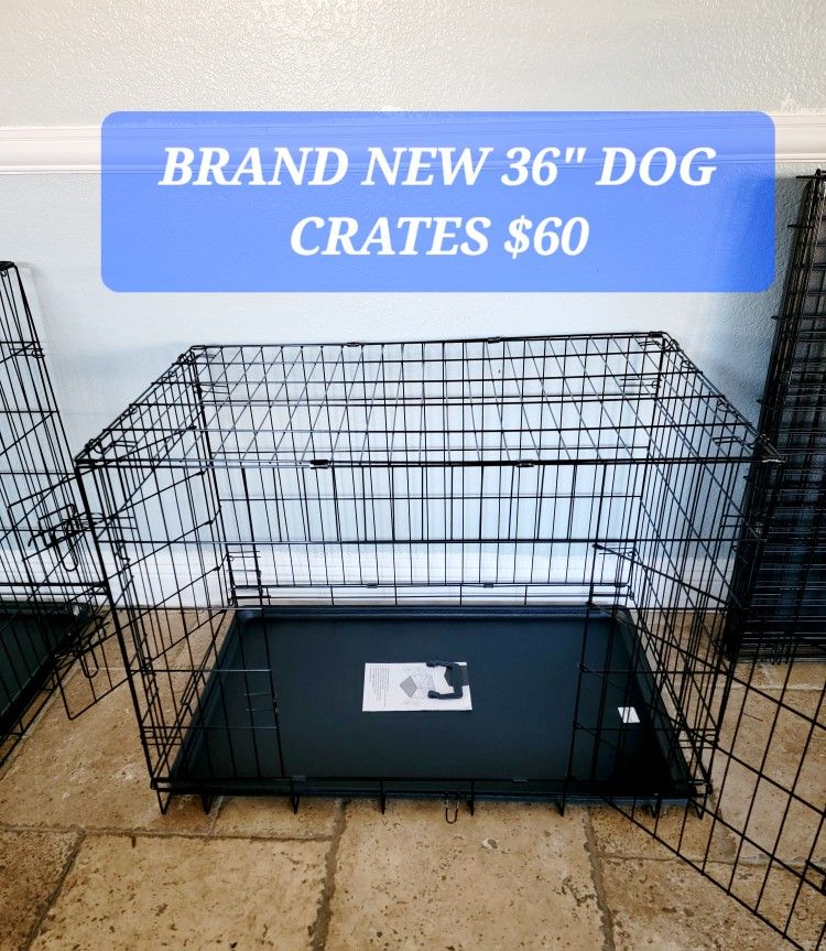 New IN Box! L'xl Dog Crate 2 Doors With Tray Up To 70lbs Folding Puppy Dog Kennel Animal Cage Add A Bed For $10/ $15 