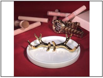 Ceramic Deer Antler Ring Dish Jewelry Holder
